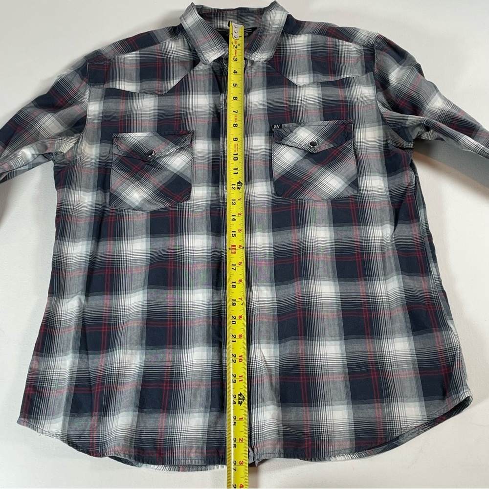 Salt Valley Western Pearl Snap Plaid Men’s Long Sleeve Ranch Shirt Size Medium - Picture 10 of 11